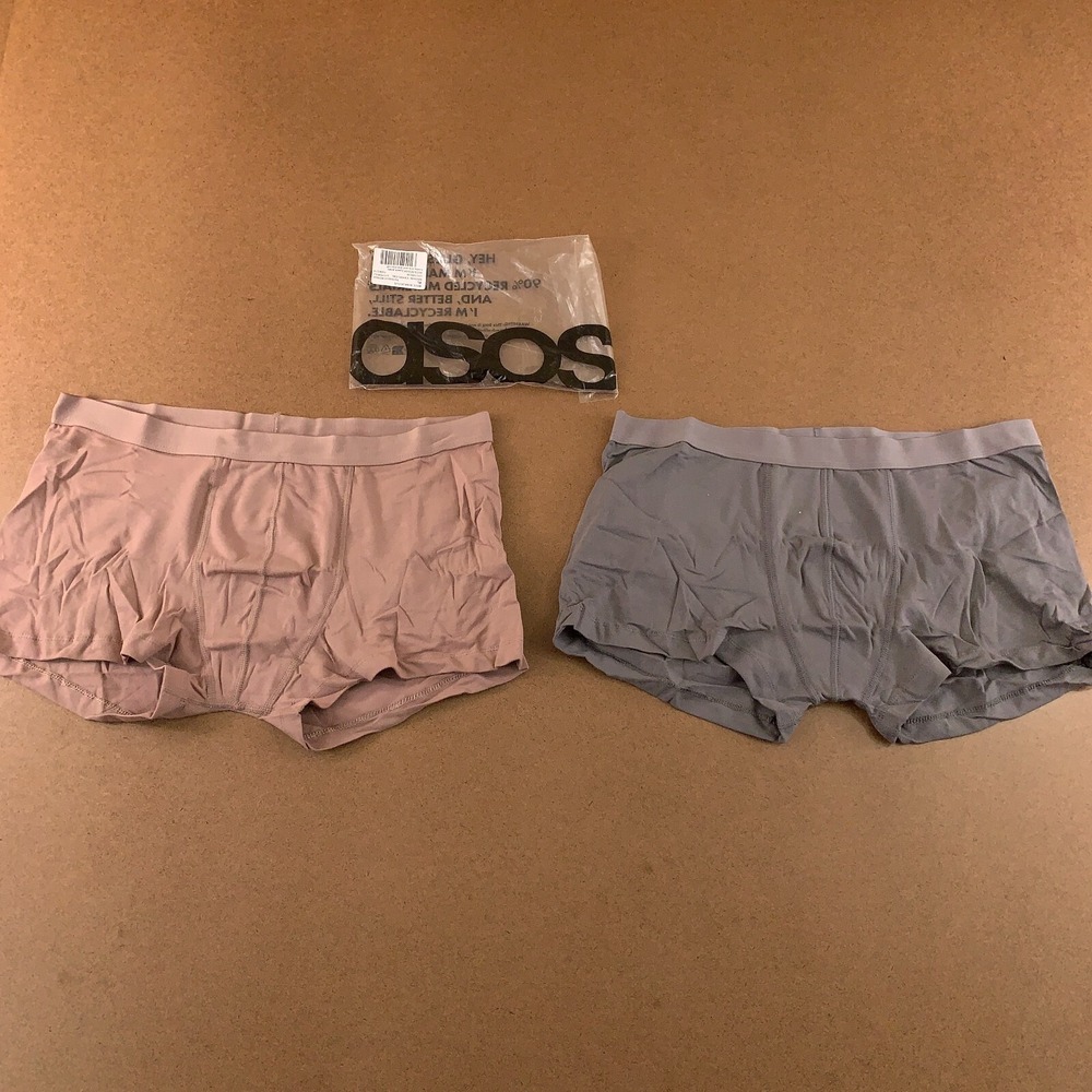 ASOS Mens Size XL Brown Charcoal Jersey Boxer Brief Trunk Underwear 2 Pack NWT
